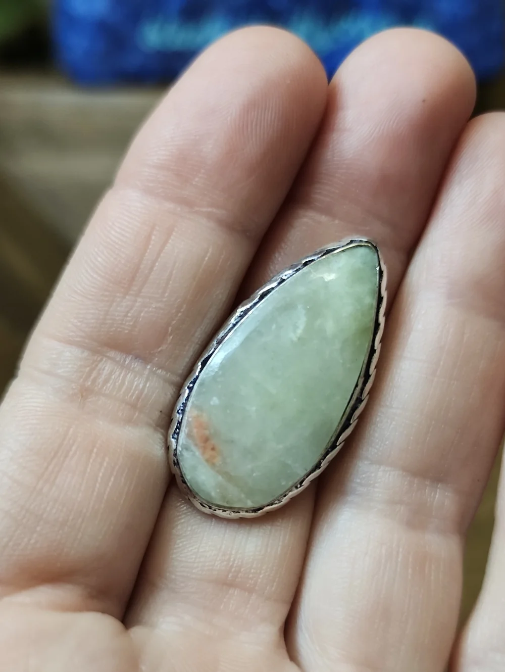 Handcrafted Teardrop Green Stone Ring - Women Jewelry